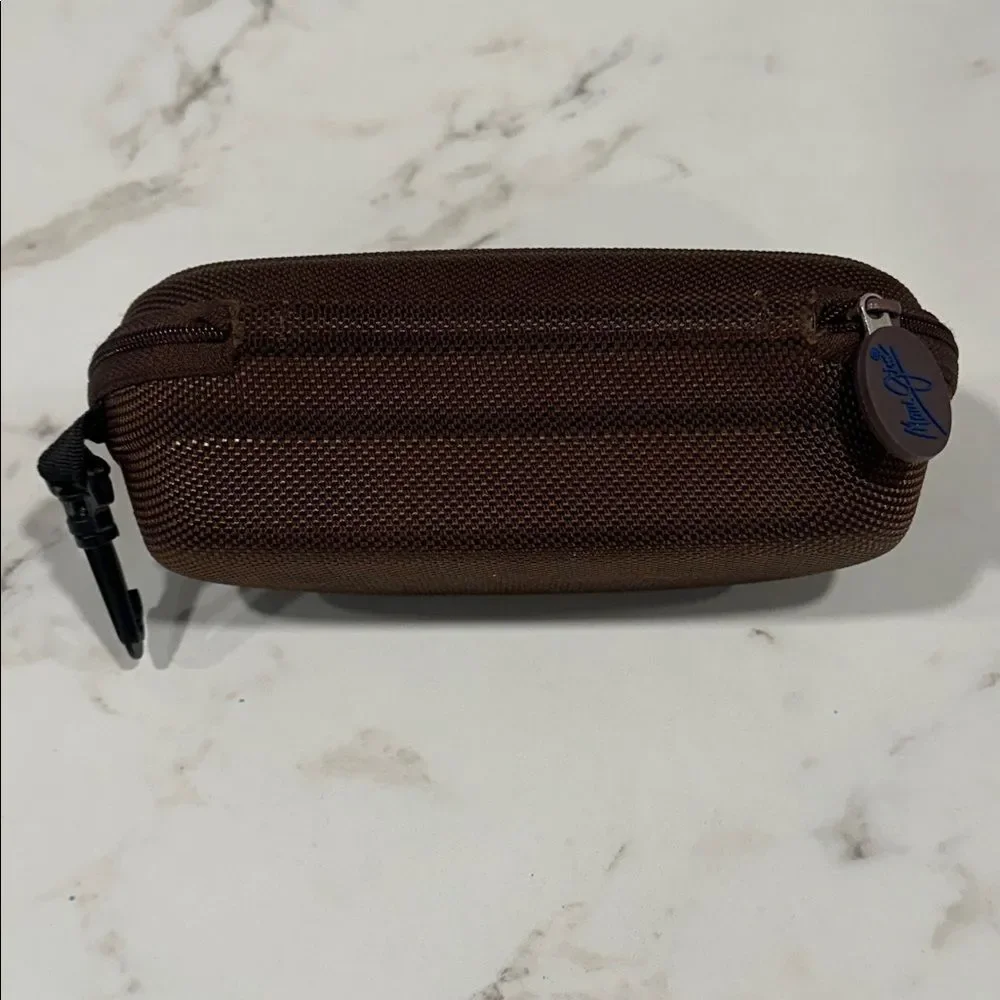 Maui Jim Sunglass Case Semi Hard Brown Clamshell Zip Around